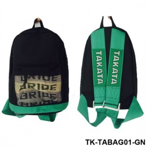  Racing Green Harness Shoulder Straps JDM Bride Racing Backpack Bag With Bride Seat Fabric TK-TABAG01-GN