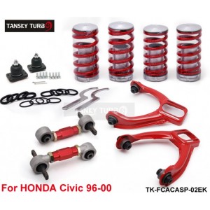 Tansky Rear Lower Control Arms+ Front Camber Kits+Lowering Coil Springs Red For Honda Civic TK-FCACASP-02EK