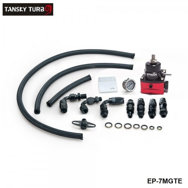 EPMAN Racing Sport Adjustable Fuel Pressure Regulator Kit W/ Oil Gauge Braided Fuel Hose EP-7MGTE EPMAN Racing Sport Adjustable Fuel Pressure Regulator Kit W/ Oil Gauge Braided Fuel Hose EP-7MGTE