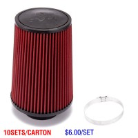 TANSKY -10SETS/CARTON Universal 76mm and 240mm height Cold Air Filter Red Work 76mm Air Intake TK-14084-1