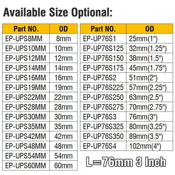 EPMAN Straight Aluminum Intercooler Intake Turbo Pipe OD Size From 8mm To 102mm L=76mm 3" EPMAN Straight Aluminum Intercooler Intake Turbo Pipe OD Size From 8mm To 102mm L=76mm 3"