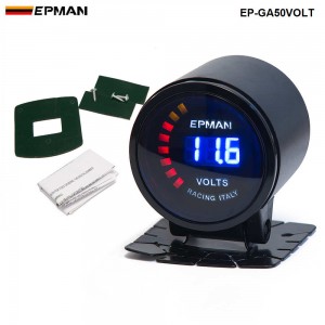 New ! Epman Racing 2" 52mm Smoked Digital Color Analog Digital Voltage Volt Meter Gauge with bracket EP-GA50VOLT