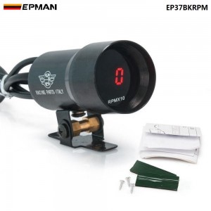 EPMAN 37mm Smoke Tach RPM Tachometer Red Digital Shift Light Style Gauge Pod Black EP37BKRPM