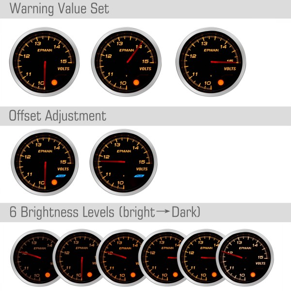 EPMAN 2" 52mm Turbo Boost Oil Pressure Oil Temp Water Temperature Tachometer Volt Gauge EXT EGT Meter 10 Color Digital LED Display Car Meter EPMAN 2" 52mm Turbo Boost Oil Pressure Oil Temp Water Temperature Tachometer Volt Gauge EXT EGT Meter 10 Color Digital LED Display Car Meter
