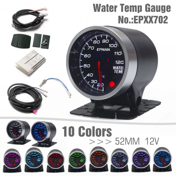 YORKING Water Temperature Gauge 12V 52mm Car Van Water Temperature Indicators Kit Universal Car Motor Digital Water Temp Temperature Gauge