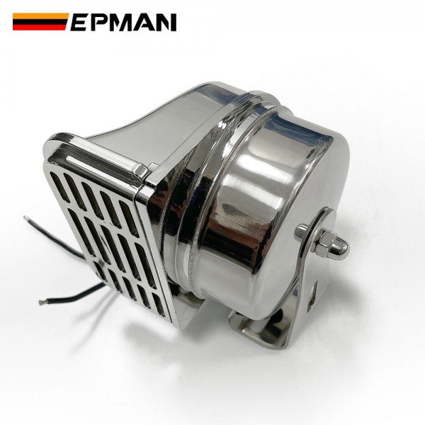 EPMAN Stainless Steel Single Compact Electric Snail Horn For Cars, SUV, Pick-up, Buses, Motorcycles above 50 cc, Marine Official Vehicles High Pitch / Low Pitch 24V