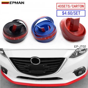 EPMAN - 40SETS/CARTON Soft Carbon fiber Rubber Car bumper Strip 60mm Width 2.5m length Exterior Front Bumper Lip Kit (Black/Red/Blue) EP-JT02-40T