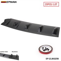 EPMAN - 20PCS/LOT Shark Fin 5 Wing Lip Diffuser 23" x 6" Rear Bumper Chassis Black/Carbon Color ABS Universal EP-ZLB02Z58-20T