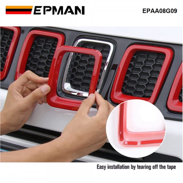 EPMAN Grille Inserts ABS Grill Cover Exterior Accessories for Jeep Compass MP 2017 2018 2019 2020 EPAA08G09