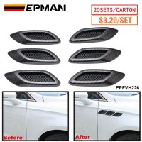 EPMAN 20SETS/CARTON 6PCS/SET Carbon Fiber Look Auto Hood Air Flow Fender Side Vent Decoration Sticker For Car Modified Fender Side Fake Vent EPFVH226-20T