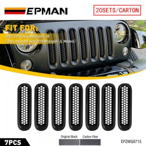 EPMAN 20SETS/CARTON Front Grill Mesh Grille Insert For Jeep Wrangler Rubicon Sahara JK Parts 2007-2017 7PCS/SET EPZWG0715-20T