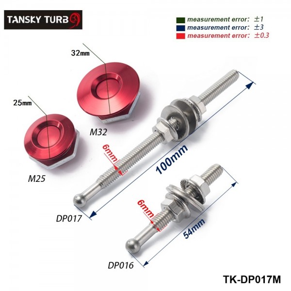 TANSKY 1.25" Universal JDM Style Push Button Billet Hood Pins Lock Clip Kit Car Quick Pins For BMW ect TK-DP016M32 TANSKY 1.25" Universal JDM Style Push Button Billet Hood Pins Lock Clip Kit Car Quick Pins For BMW ect TK-DP016M32