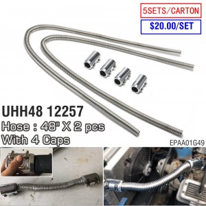 5SETS/CARTON Small Ultra Heater Hose 48" Stainless Steel Radiator Flexible Coolant Water Hose Kits With 4 End Caps UHH48 12257 EPAA01G49