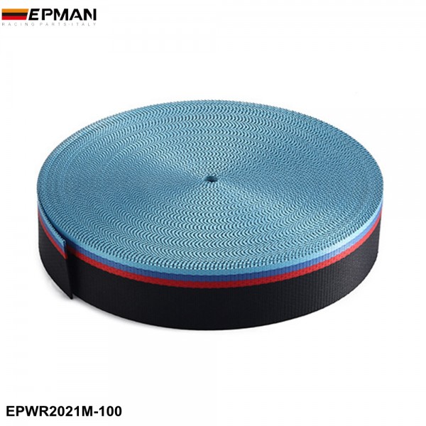 EPMAN Universal 100Meters/Roll Seat Belt Red Blue Black Mixed-Color Webbing For BMW E F M Series Racing chair EPWR2021M-100 EPMAN Universal 100Meters/Roll Seat Belt Red Blue Black Mixed-Color Webbing For BMW E F M Series Racing chair EPWR2021M-100