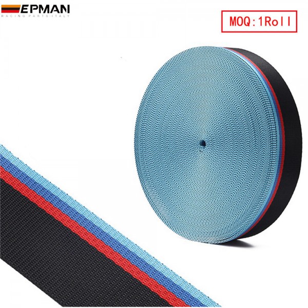 EPMAN Universal 100Meters/Roll Seat Belt Red Blue Black Mixed-Color Webbing For BMW E F M Series Racing chair EPWR2021M-100 EPMAN Universal 100Meters/Roll Seat Belt Red Blue Black Mixed-Color Webbing For BMW E F M Series Racing chair EPWR2021M-100