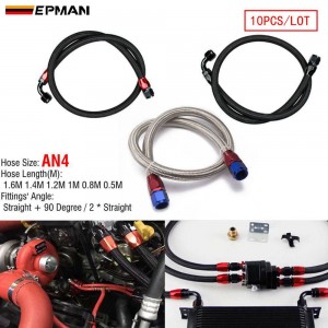 EPMAN 10PCS/LOT 55" 4AN Stainless Steel Braided Oil/Fuel Line w/ Fitting Hose End Adapter 