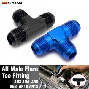 EPMAN AN3 AN4 AN6 AN8 AN10 AN12 Aluminum Flare Tee Fitting Junction Coupler Adapter Fit Oil / Turbo Fuel Line / Rail Pump Injector Fitting