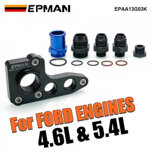 EPMAN Billet Aluminum Oil Filter Adapter For Ford Modular 4.6L/5.4L Engine Oil Filter Relocation Adapter + 12AN Oil Fittings EPAA13G03K
