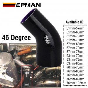 EPMAN 45 Degree Silicone Elbow Reducer Hose BLACK Thickness 4-Ply Much More Reducer ID Option Customs ID EP-SS45R