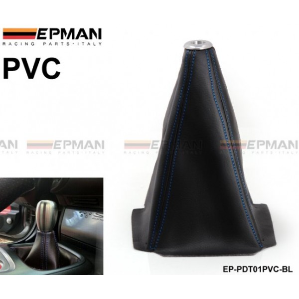 EPMAN JDM Universal Black PVC Grain Shifter Knob Boot Cover Red Yellow blue Stitching EP-PDT01PVC