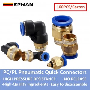 EPMAN 100PCS/Carton PC Straight Connector Pneumatic Quick-Connect Hose Fitting PU Push-in Connector PL Type Air Pump Accessories Pneumatic Coupling EPAA32G02