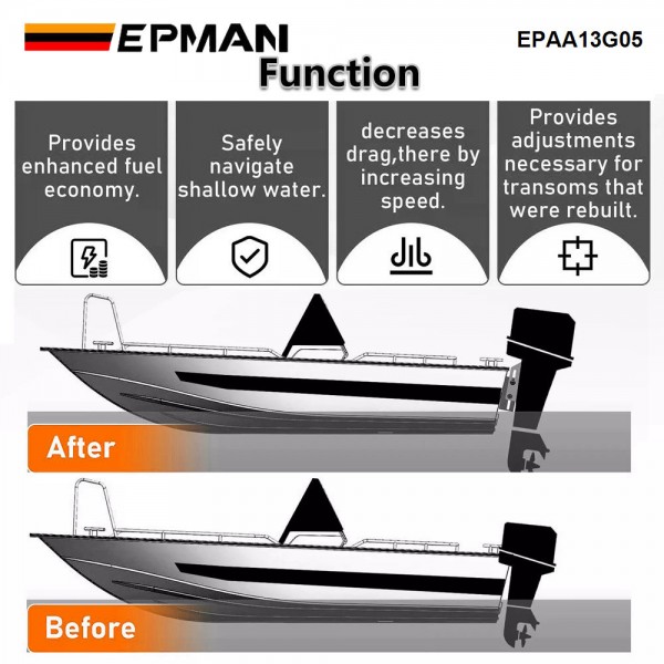 EPMAN 4" Adjustable Set Back Jack Plate Outboard Motor Jack For Boat Steering System Aluminum EPAA13G05 EPMAN 4" Adjustable Set Back Jack Plate Outboard Motor Jack For Boat Steering System Aluminum EPAA13G05