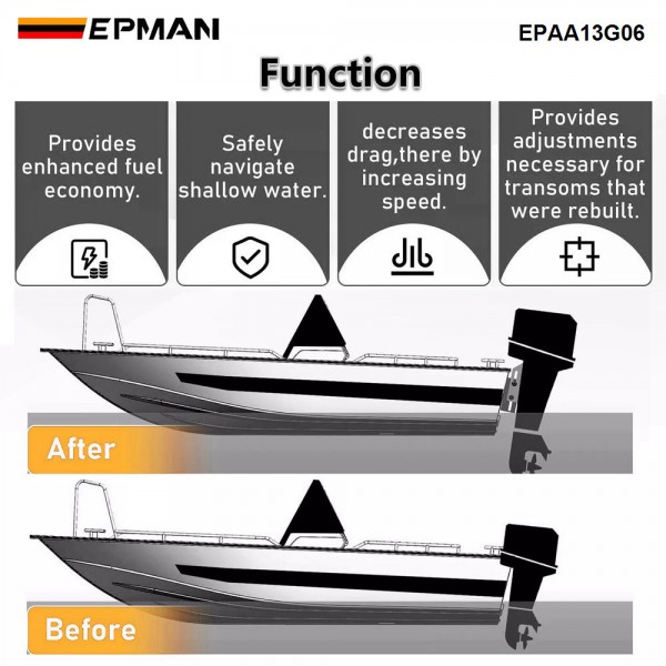 EPMAN Adjustable Outboard Boat Jack Plate 6" Set Back Aluminum Boat Motor Power Lift Add Distance Between Engine and Transom EPAA13G06 EPMAN Adjustable Outboard Boat Jack Plate 6" Set Back Aluminum Boat Motor Power Lift Add Distance Between Engine and Transom EPAA13G06