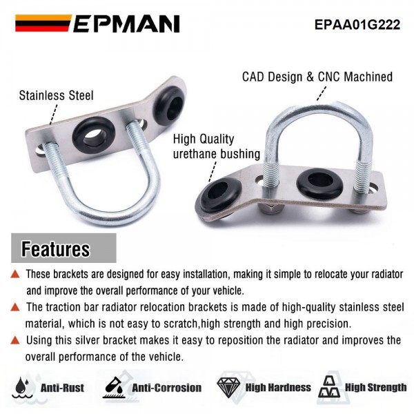EPMAN Traction Bar Radiator Relocation Brackets For Honda Civic EG EK DC2 For Acura Integra CRX SI EF EPAA01G222 EPMAN Traction Bar Radiator Relocation Brackets For Honda Civic EG EK DC2 For Acura Integra CRX SI EF EPAA01G222