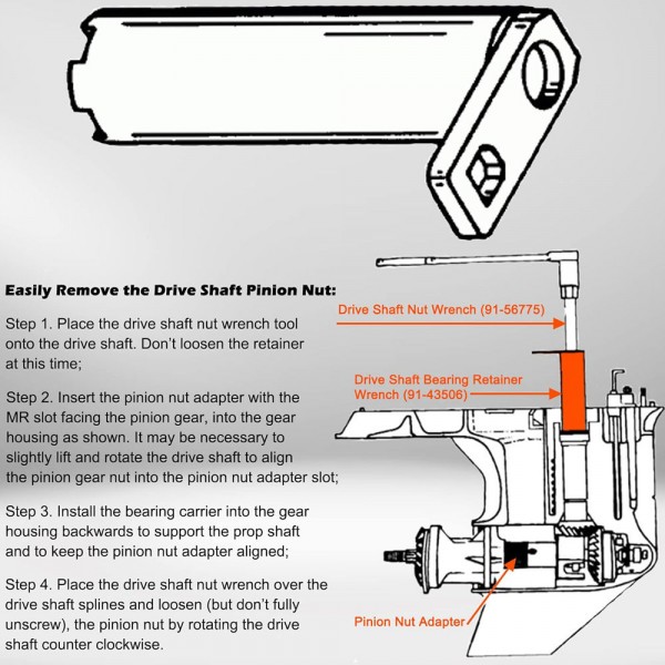 EPMAN Drive Shaft Bearing Retainer Wrench Tool For Mercury Mercruiser Alpha One Gen 1 Gen 2 Sterndrive Outboard Gearcase 91-43506T EPAA18G12