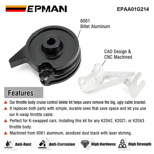 EPMAN Racing K series K-swap Aluminum Throttle Body Cruise Control Kit For Honda Civic 96-00 EPAA01G214 EPMAN Racing K series K-swap Aluminum Throttle Body Cruise Control Kit For Honda Civic 96-00 EPAA01G214