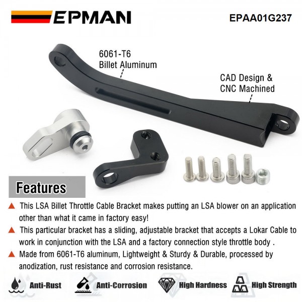 EPMAN Universal LSA Billet Throttle Cable Bracket For Lokar Throttle Cable EPAA01G237 EPMAN Universal LSA Billet Throttle Cable Bracket For Lokar Throttle Cable EPAA01G237