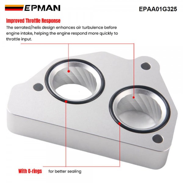 EPMAN Throttle Body Spacer for Chevrolet GMC 5.7L 5.0L 4.3L - Billet Aluminum Helix CNC Machined Performance Airflow Upgrade EPAA01G325