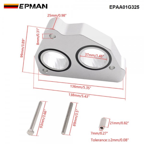 EPMAN Throttle Body Spacer for Chevrolet GMC 5.7L 5.0L 4.3L - Billet Aluminum Helix CNC Machined Performance Airflow Upgrade EPAA01G325