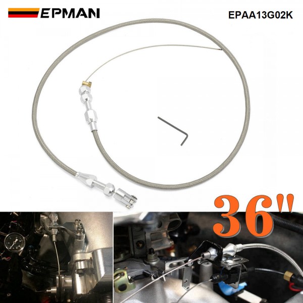 EPMAN 36 Inch Universal Throttle Cable Stainless Steel Braided Throttle Gas Cable Compatible Wire EPAA13G02K EPMAN 36 Inch Universal Throttle Cable Stainless Steel Braided Throttle Gas Cable Compatible Wire EPAA13G02K