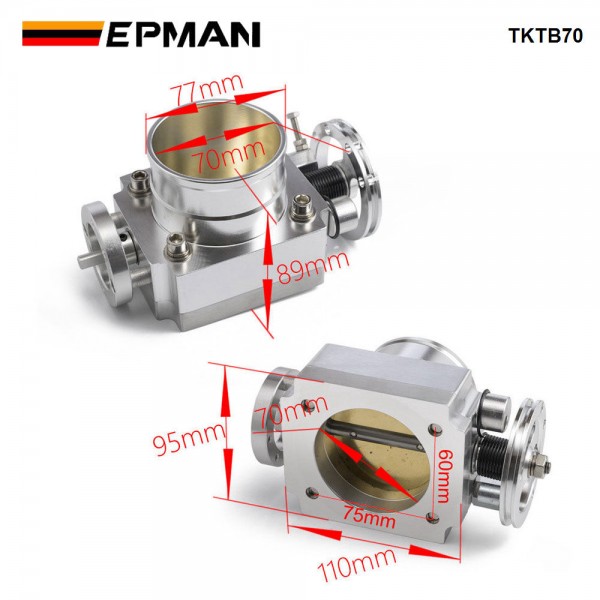 EPMAN Universal Upgrade Aluminum 70MM Throttle Body Intake Manifold MK1 MK2 MK3 TKTB70