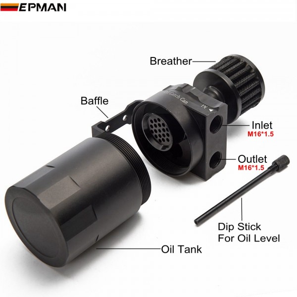 EPMAN - Universal Aluminum Oil Catch Tank Can Reservoir Tank + Breather Filter Color:Black Red Blue green glod purple silver  EP-JYH08