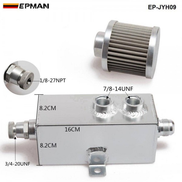 Universal Car 1L Aluminum Oil Catch Can Tank Fuel Tank With Breather & Filter Drain Tap EP-JYH09