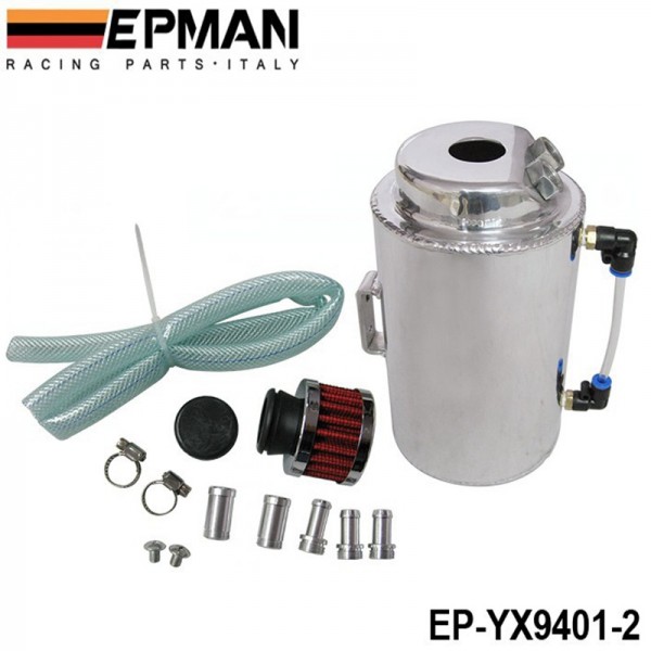 EPMAN Universal 1.5L Aluminium Alloy Oil Catch Can Tank With Breather Filter EP-YX9401-2