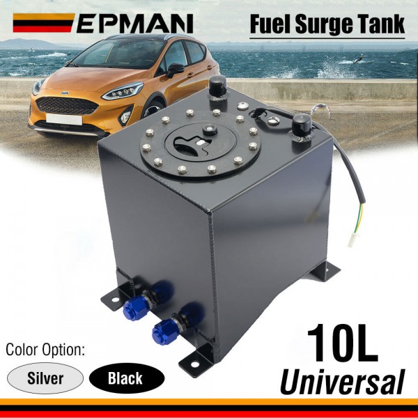 EPMAN 10L Aluminium Surge Tank Mirror Polish Fuel Cell Foam Inside With / Without Sensor