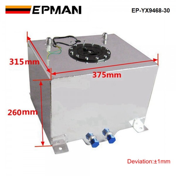 EPMAN Universal Aluminum Fuel Surge Tank System Complete Kit 30 Litre with sensor EP-YX9468-30