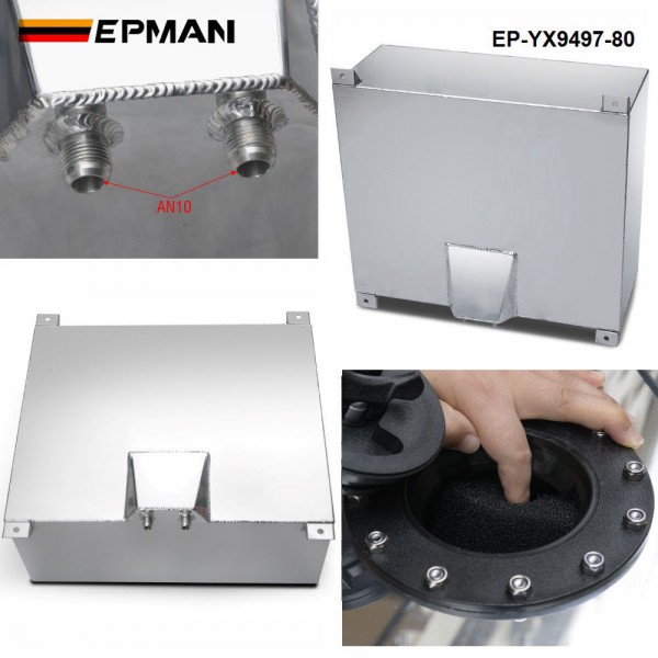 EPMAN Universal Aluminium 80L Fuel Tanks Gas Gasoline Fuel Cell Tank Fuel Surge tank W Cap/Foam Inside / Sensor EP-YX9497-80