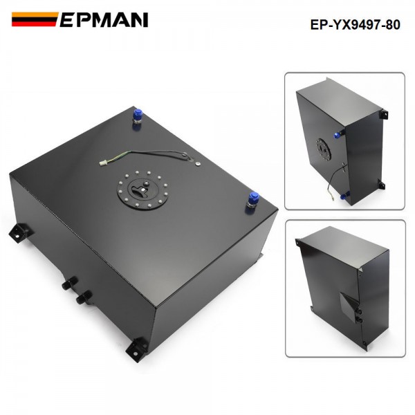 EPMAN Universal Aluminium 80L Fuel Tanks Gas Gasoline Fuel Cell Tank Fuel Surge tank W Cap/Foam Inside / Sensor EP-YX9497-80