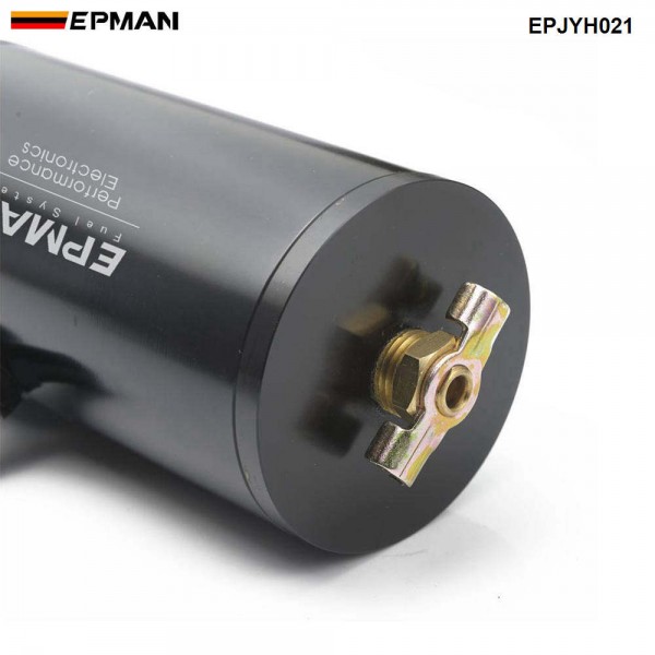 EPMAN Universal High Quality Brushed Baffled Oil Catch Tank Can with Breather Filter Aluminium Round Car Coolant Tank EPJYH021
