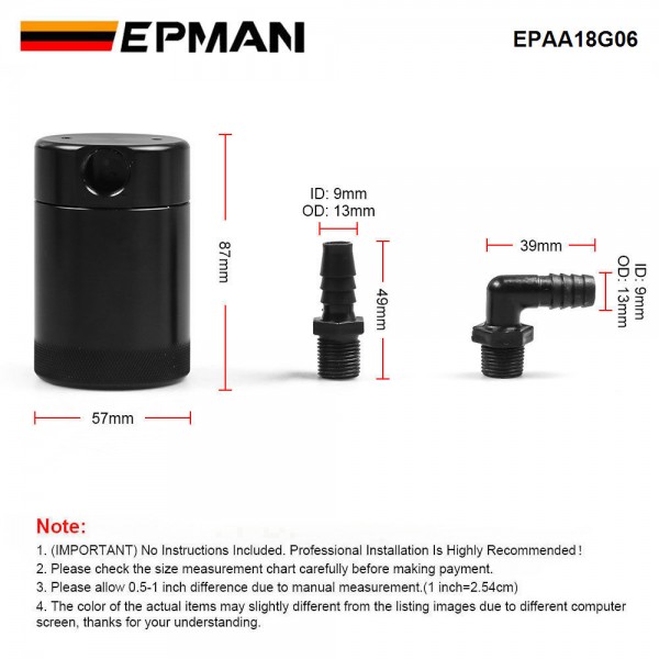 EPMAN Oil Separator Catch Can For Dodge 6.2L 2015-2021 Charger Challenger Hellcat EPAA18G06