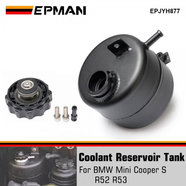 EPMAN Aluminum Coolant Header Expansion Overflow Water Tank & Cap Reservoir Can For BMW Mini Cooper S R52 R53 02-08 EPJYH877