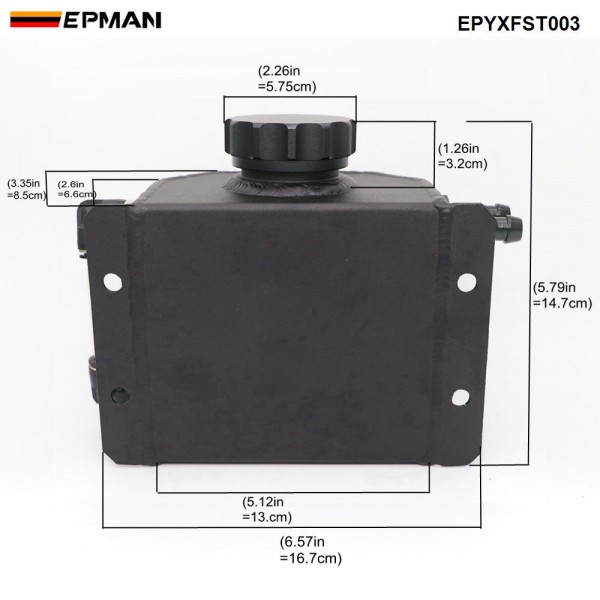 EPMAN Universal 1L Alloy Aluminium Engine Oil Catch Can Breather Tank Radiator Overflow Tank EPYXFST003