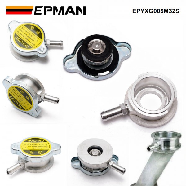 EPMAN Performance Aluminum Weld On Radiator Filler Neck 1.65" ID 41mm or 1.25" 32mm Radiator Inlet With Cap
