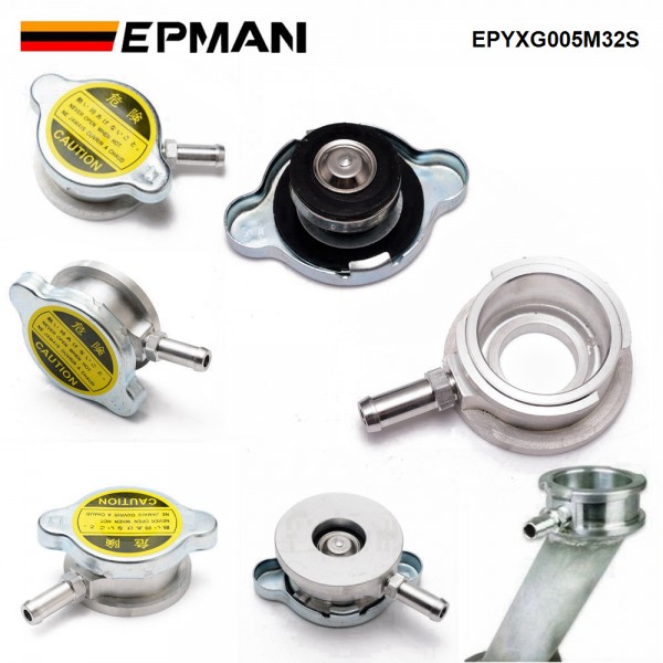 EPMAN Performance Aluminum Weld On Radiator Filler Neck 1.65" ID 41mm or 1.25" 32mm Radiator Inlet With Cap EPMAN Performance Aluminum Weld On Radiator Filler Neck 1.65" ID 41mm or 1.25" 32mm Radiator Inlet With Cap