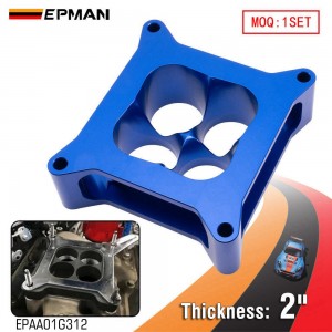 EPMAN 2 inch CNC Machined Square Bore Carburetor Spacer 4 Port for Chevy LS1 LS2 LS3 LS6 LS7 EPAA01G312