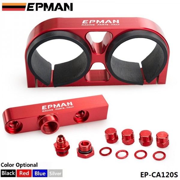 EPMAN Dual Twin Fuel Pump Bracket Billet Assembly Outlet Manifold for 044 Fuel Pump EP-CA120S EPMAN Dual Twin Fuel Pump Bracket Billet Assembly Outlet Manifold for 044 Fuel Pump EP-CA120S